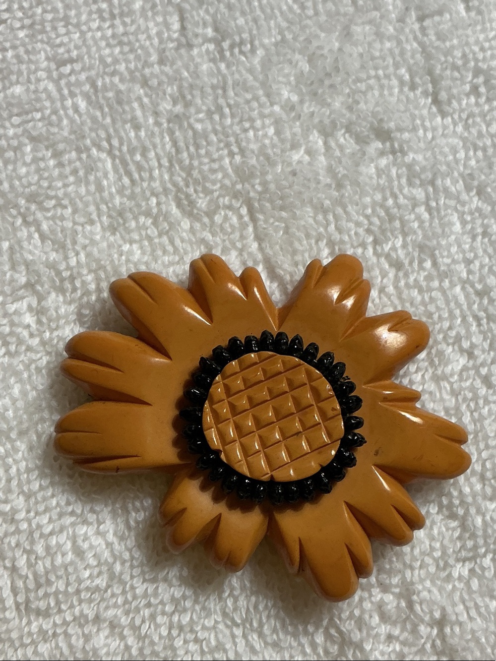 Sunflower Bakelite Brooch - Floral Pin